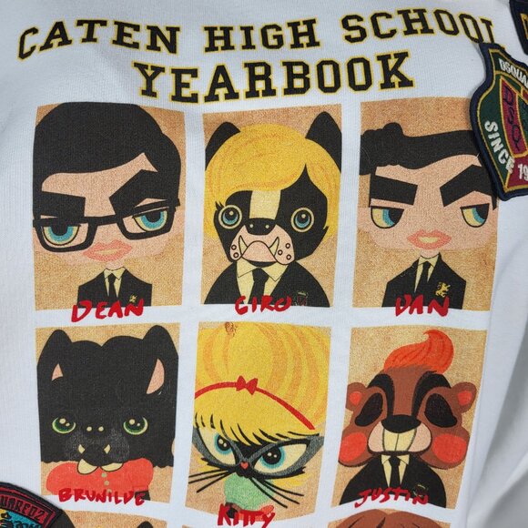 NWT~$585~DSQUARED2~XL~ITALY~WHITE BLACK YEARBOOK CLASS SWEATSHIRT SHIRT JACKET - Picture 15 of 16